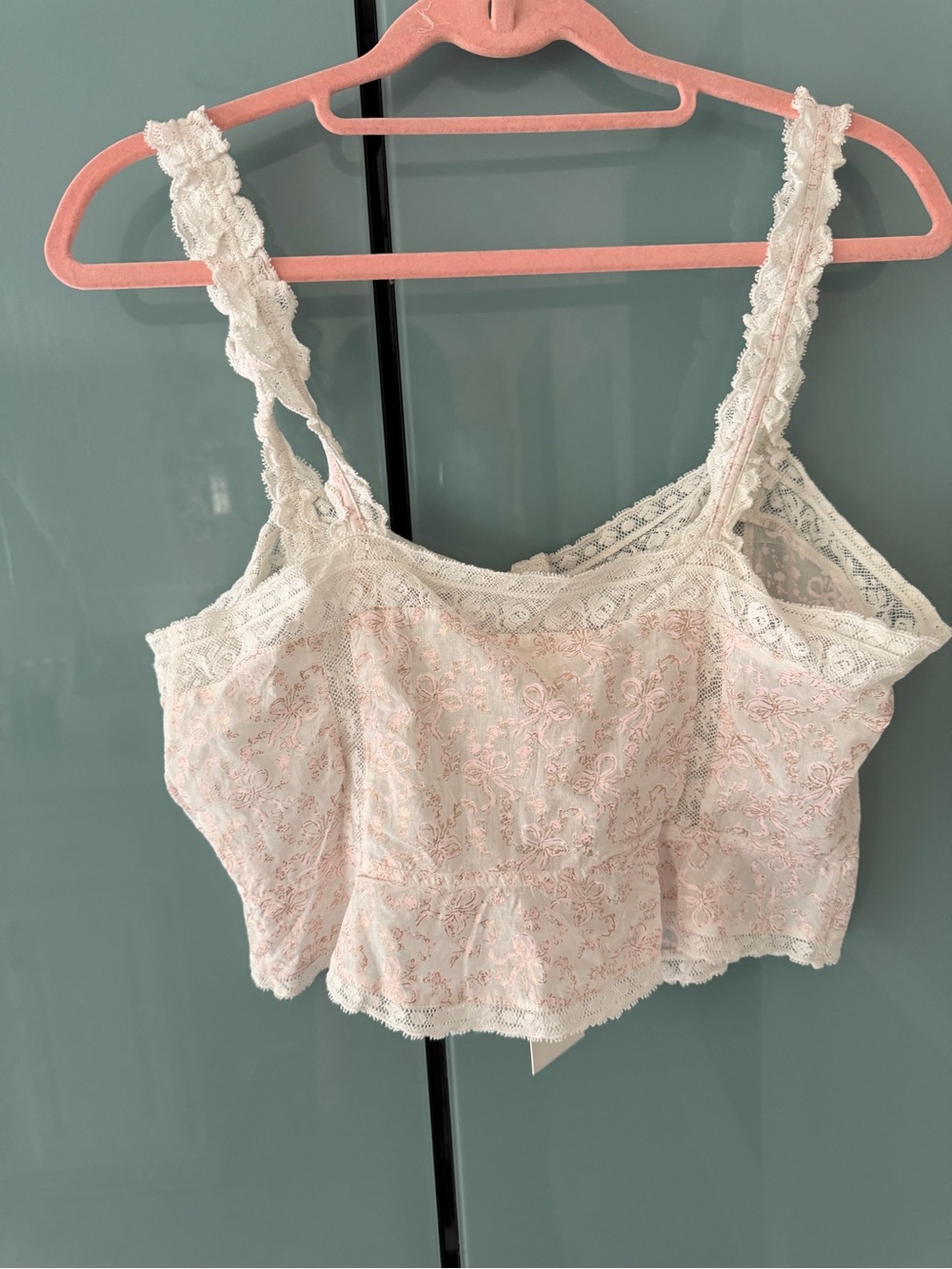 LoveShackFancy Blush Lace Button-Front Cami - Picture 5 of 7